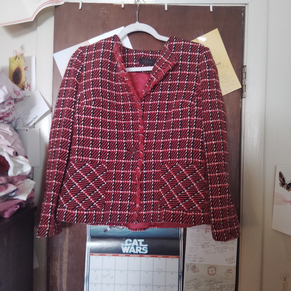 TALBOTS Twill Check Jacket Blazer - Size 4 - Picture 3 of 9